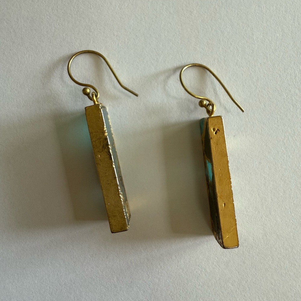 SAACHI Gemstone Rectangle Mojave Earrings - Dark Cyan - Picture 7 of 7